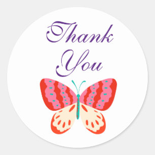 Stickers ronds papillon Merci