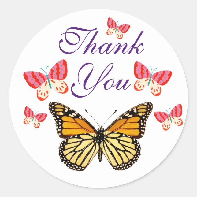 Stickers ronds papillon Merci (Devant)