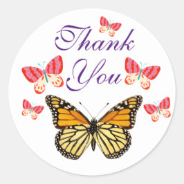 Stickers ronds papillon Merci