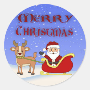 Stickers ronds Père Noël Joyeux Noël