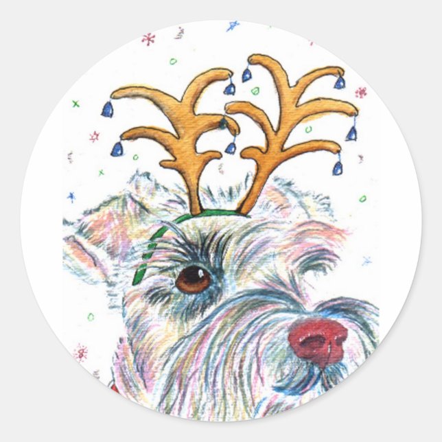 Stickers ronds père Noël Schnauzer (Devant)