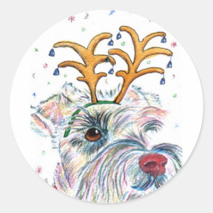 Stickers ronds père Noël Schnauzer