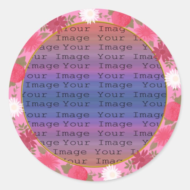 Stickers ronds personnalisés Fleurs roses (Devant)