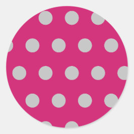 Stickers ronds Pointe Polka (Rose et Gris Chaud)