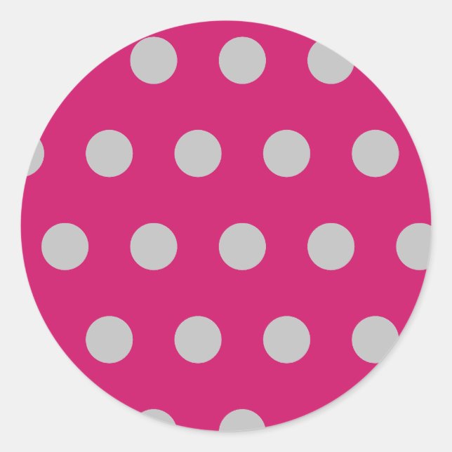 Stickers ronds Pointe Polka (Rose et Gris Chaud) (Devant)