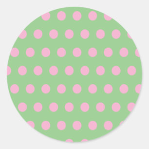 Stickers ronds Poka Dot (Sage Green et Pastel Rose