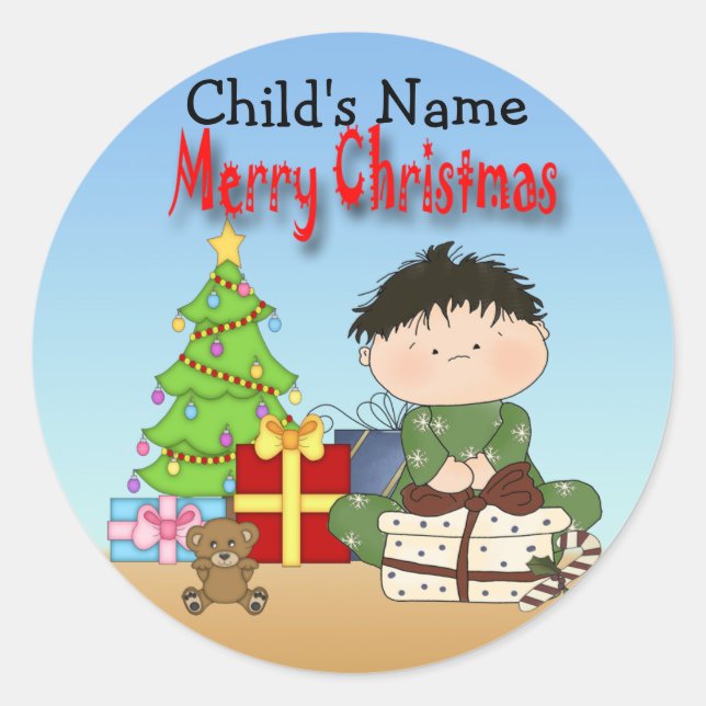 Stickers ronds pour petits garçons de Noël (Devant)
