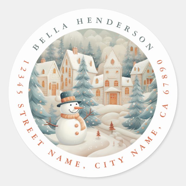 Stickers ronds Snowman de Noël (Devant)