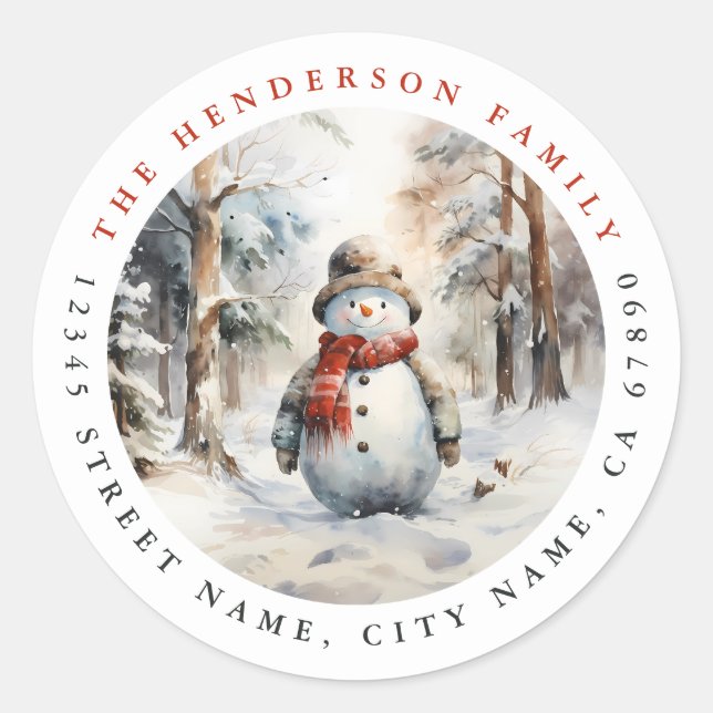 Stickers ronds Snowman de Noël (Devant)