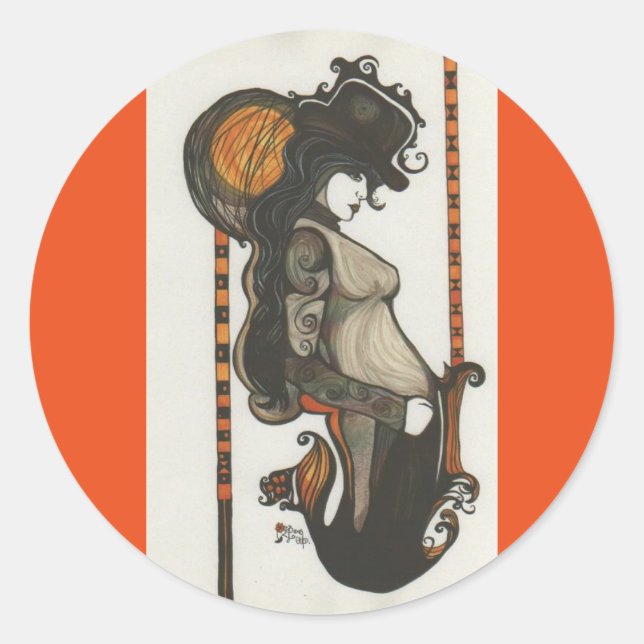Stickers ronds style Steampunk Lady Enigma Goddess (Devant)