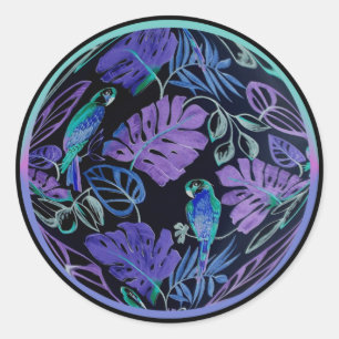 Stickers ronds Tropical Parrot Paradise