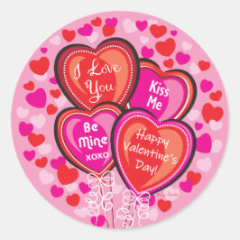 Stickers ronds Valentine Heart Balloons
