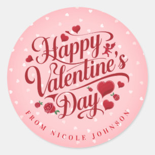 Stickers ronds Valentine Nom Personnalisé