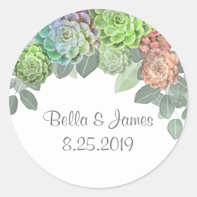 Stickers ronds verdoyants succulents (Devant)