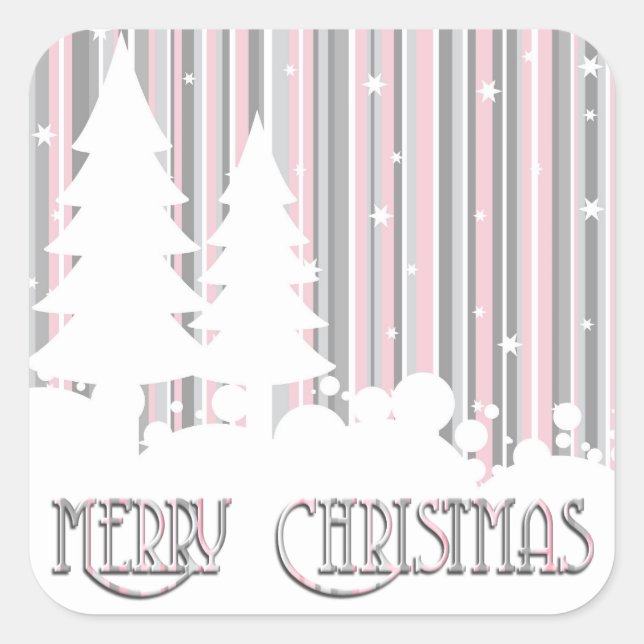 Stickers - Rosa & Grau - Sterne & Schnee (Vorderseite)