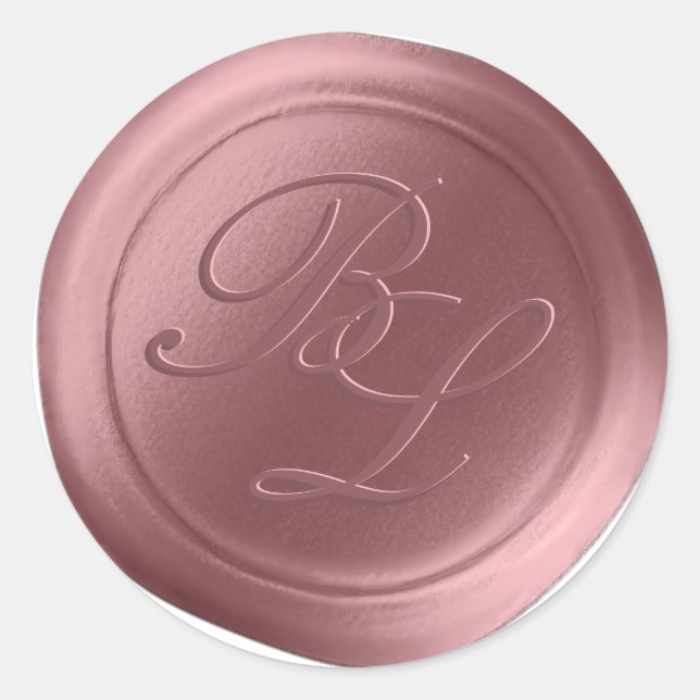 Stickers Rose Dusty Double Monogramme Faux cire Sc (Devant)