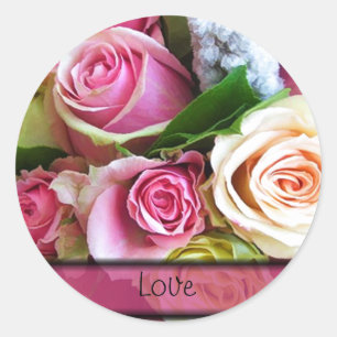 Stickers rose Mariage Enveloppe Sceau Modèle