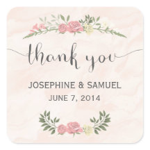 Stickers rose Merci aquarelle