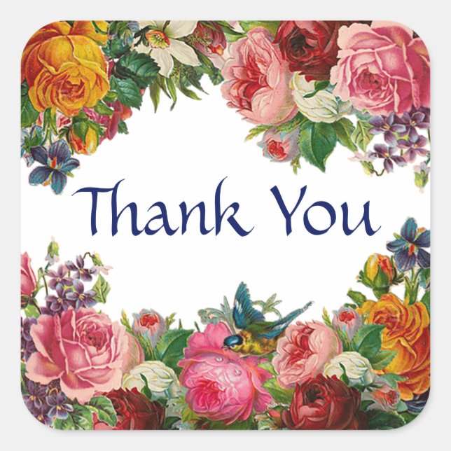 Stickers Rose Merci Floral Bourgogne (Devant)
