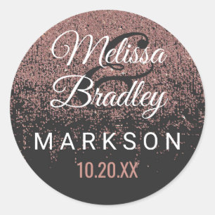 Stickers rose Parties scintillant or  noir Mariage