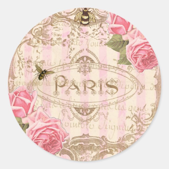 Stickers Rose Tre Chic Paris ou sceaux d'enveloppe (Devant)