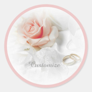 Stickers Roses roses et anneaux Mariages roses
