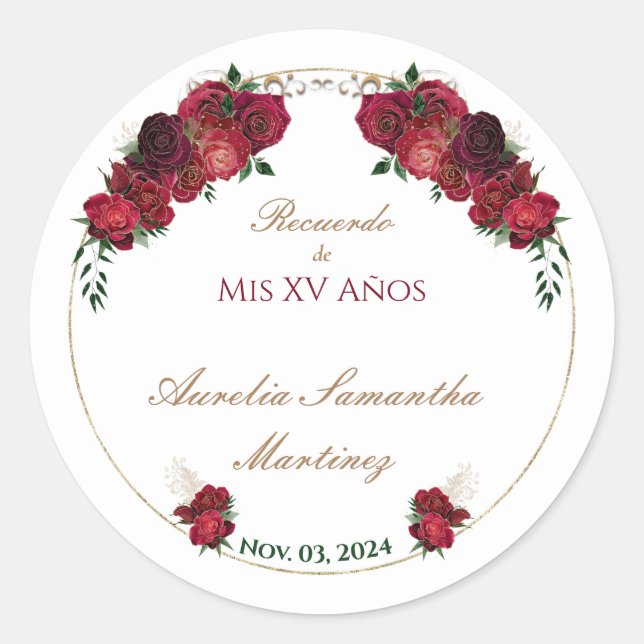 Stickers Rouge, Blanc, Quinceañera (Devant)