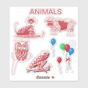 Stickers Rouge et blanc Whimsical Animal Scrapbook