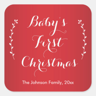 Stickers rouges Carrés de Noël pour bébé