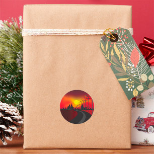 Stickers Route Au Coucher Du Soleil