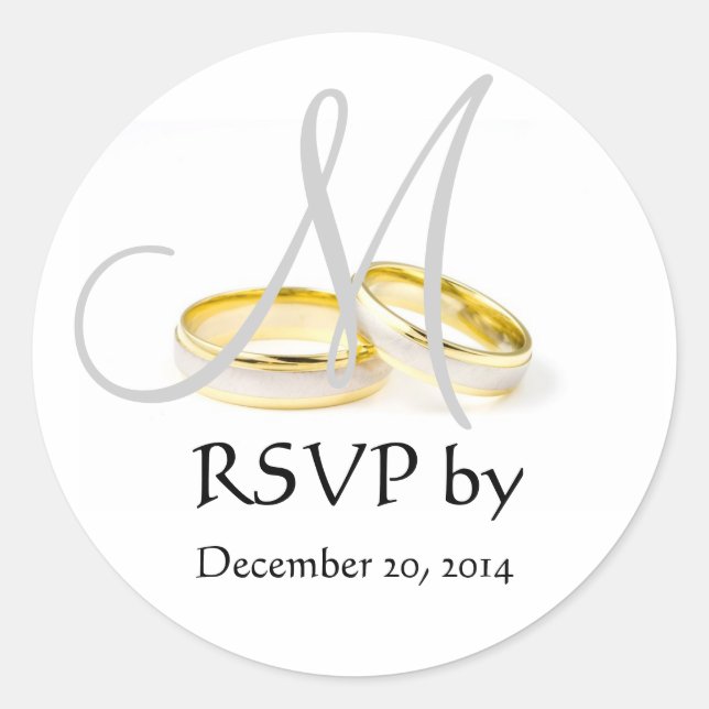 Stickers RSVP Monogramme à anneaux mariages Gris (Devant)