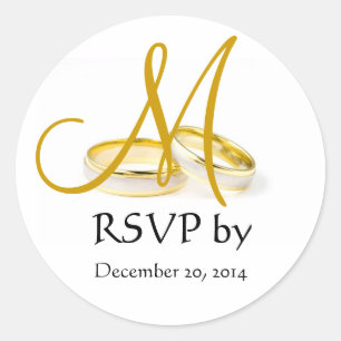 Stickers RSVP Monogramme à anneaux mariages Or