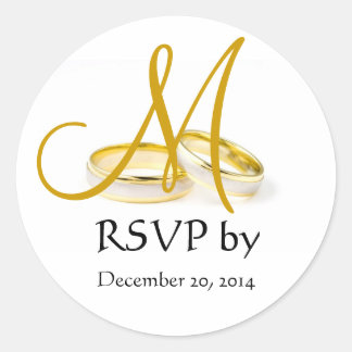 Stickers RSVP Monogramme à anneaux mariages Or