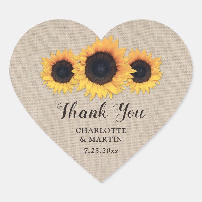 Stickers Rustic Burlap et Sunflower Wedding Favor (Devant)