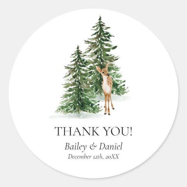 Stickers Rustic Winter Baby shower Round Favoriser (Devant)