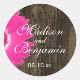 Stickers Rustique Bois chaud rose pâle Mariage Fav
