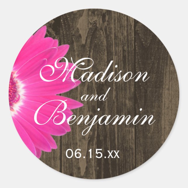 Stickers Rustique Bois chaud rose pâle Mariage Fav (Devant)