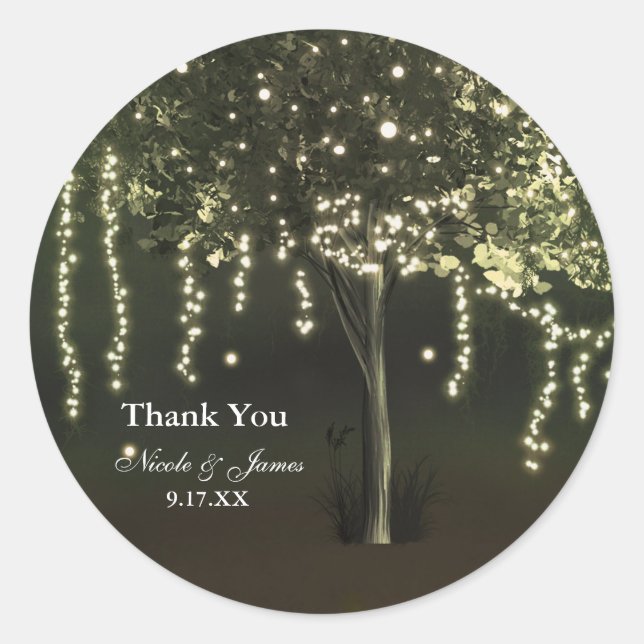 Stickers Rustique Mossy Lighted Tree Wedding Favor (Devant)