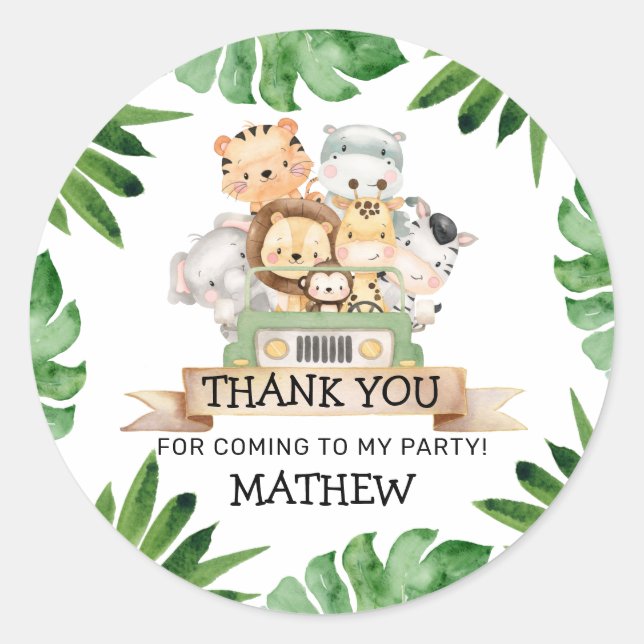 Stickers Safari Wild Un Merci Anniversaire (Devant)