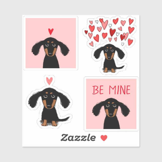 Stickers Saint Valentin Chien Chien Chien adorable (Feuille)