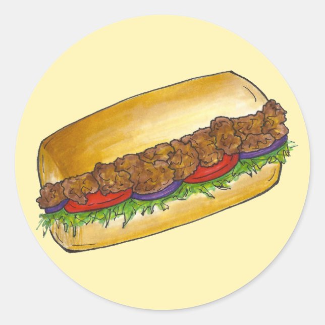 Stickers sandwich Po'Boy de crevettes de la Nouvel (Devant)