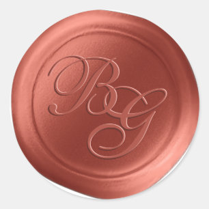 Stickers Sceau de cire Monogramme en cuivre Terra