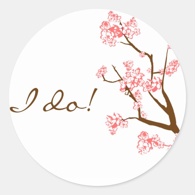Stickers Sceau Enveloppe Fleurs de Cerise (Devant)