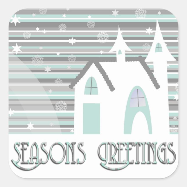 Stickers - Scène d'hiver de la menthe et gris (Devant)