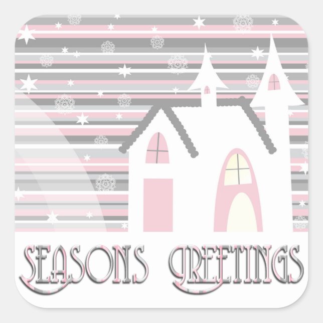 Stickers - Scène d'hiver rose et gris (Devant)