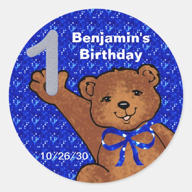 Stickers Scrapbook Dancing Teddy Bear 1er annivers (Devant)