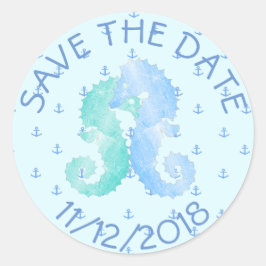 Stickers Seahorse Couple Blue Green Seahors