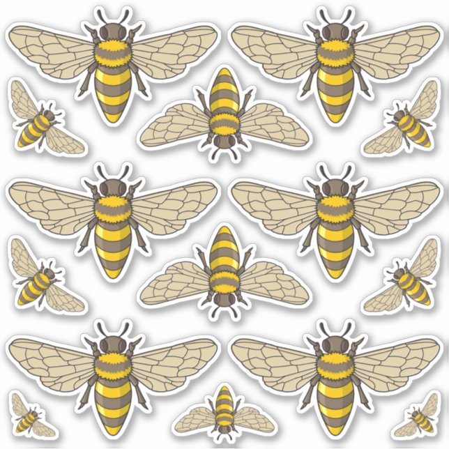 Stickers Set d'icônes d'abeilles (Devant)