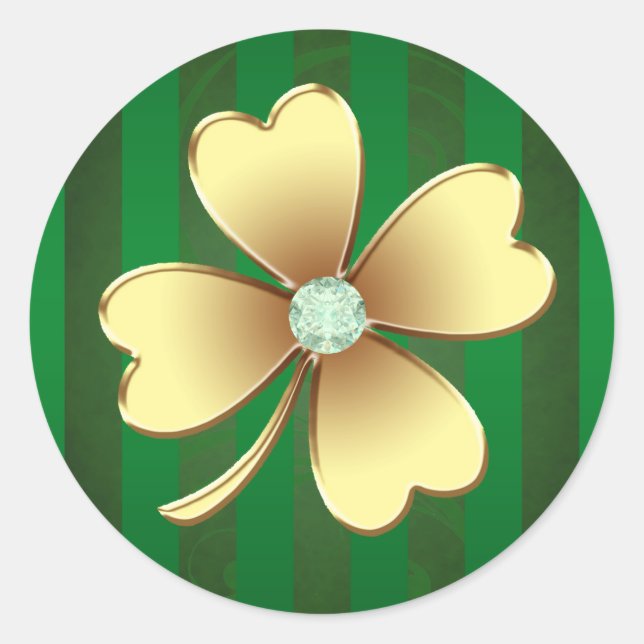 Stickers Shamrock à bijoux en or Pinstripe (Devant)