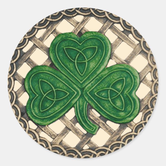 Stickers shamrock Et Céltic Knots Beige (Devant)